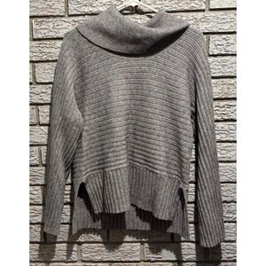 Moth by Anthropologie Grey Ribbed Cowl Neck High Low Sweater Small